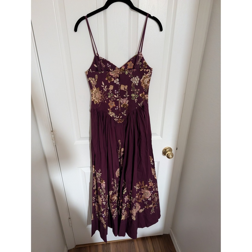 Hemant & Nandita Savi Maxi Dress Wine Floral Cotton Poplin XS NEW Wedding guest - Picture 7 of 14